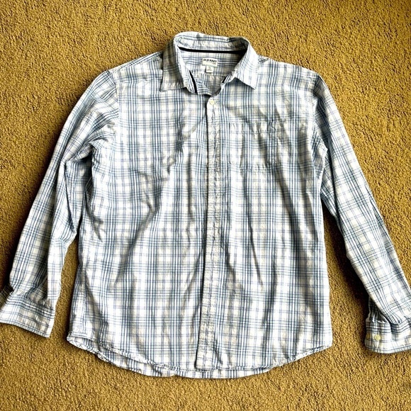 Old Navy blue green white plaid button down shirt 2X - Picture 1 of 6
